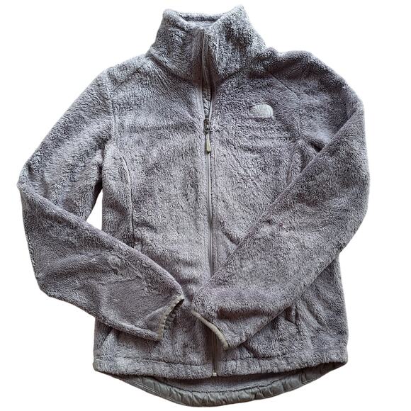 The Northface Oitso fuzzy sherpa fleece fullzip jacket gray silver size S *read* - Picture 1 of 8
